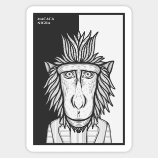 Black Crested Macaque Monkey Sticker